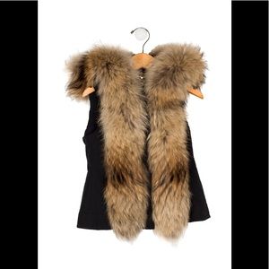 Moncler hooded down vest with real fur trim